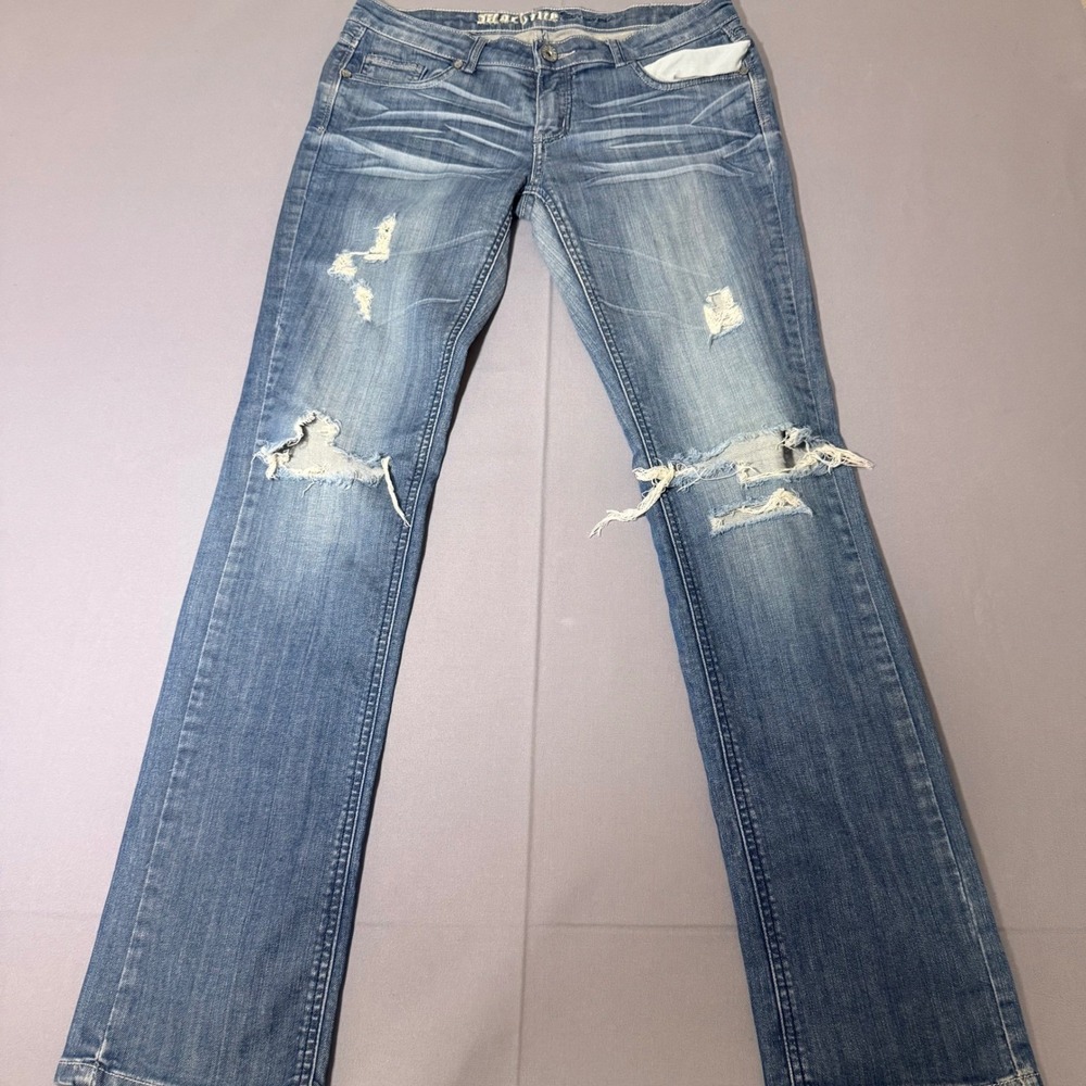 Machine Jeans Distressed Denim Womens Size 11 Blue Ripped Knee ST8355